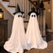 Greentek; 2 Pack Halloween Ghost Decorations Outdoor with Remote Lights, Battery Operated Light Up Ghost Yard Decorations with Adjustable Tripod Stands, Witch Hats and Stakes for Front Porch Lawn Party Decor; Category:Outdoor Halloween Decorations; Image:6